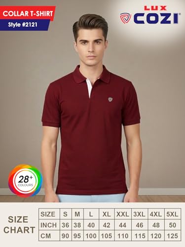 Image of Lux Cozi Men's Cotton Solid Polo Tshirt | Collar Tshirts | Half Sleeves | Stylish & Premium All Day Wear | Pack of 1