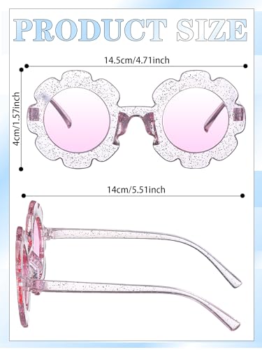 Image of Geyoga Kids Flower Sunglasses Colored Round Flower Glasses Cute Girls Baby Toddler Groovy Sunglasses for Outdoor Party Beach