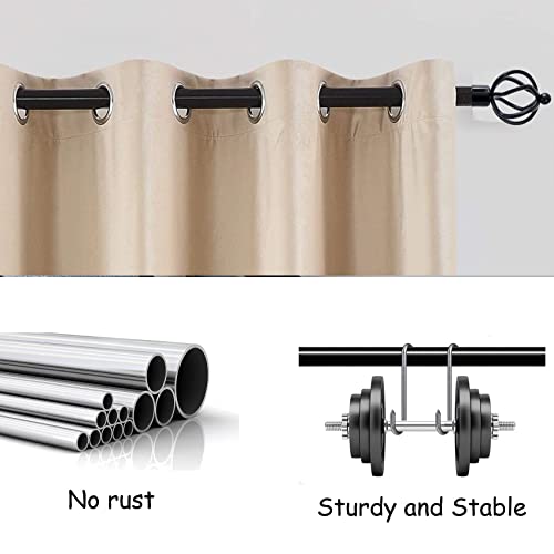 Black Curtain Rods For Windows 66 To 120 Inch,1'' Diameter Heavy Duty Single Window Curtain Rod Set With Metal Twisted Cage Finials,Long Drapery Rods With Brackets For Bedroom,Kitchen,Cafe,Outdoor #TOP5