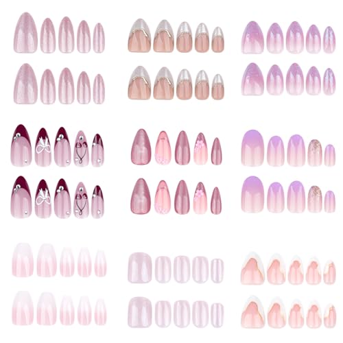 Kit d'ongles réutilisables avec capsules courtes et moyennes pour femmes pressées