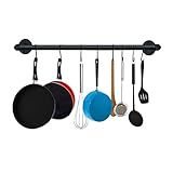 TLBTEK Perchero industrial de tubería de 20 pulgadas, colgador de utensilios de cocina desmontable con 8