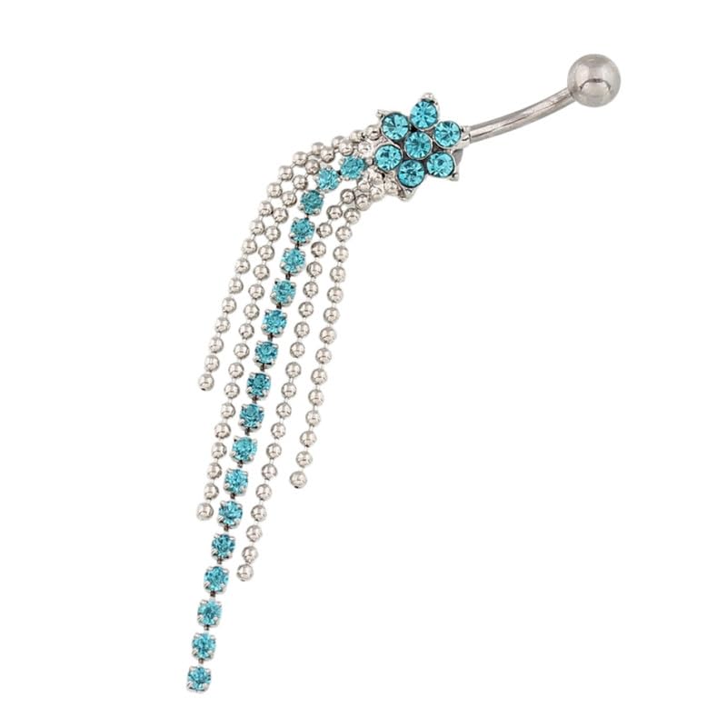 Long Tassel Flower Belly Button Ring | Stainless Steel Claw Chain Navel Nail Body Piercing Jewelry-image-21