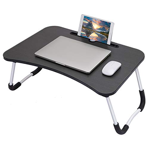 Mesa de cama para ordenador portátil, escritorio de regazo, soporte de lectura, portátil, mesa de dormitorio, escritorio con patas plegables para comer desayuno, leer, ver películas en la cama/sofá