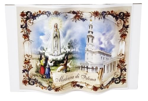 KUSTOM ART Santino Ornament in Buchform Maria Madonna von Fatima Druck auf Holz 15 x 10 cm