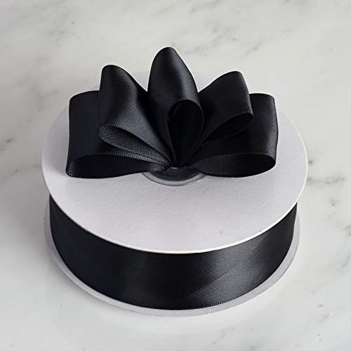 IHKFILAN Double Face Satin Ribbon in Black (25 mm x 22.86 m) Matt Shiny Gift Ribbon for Decorating & Crafts, Weddings, Christenings - Image 3