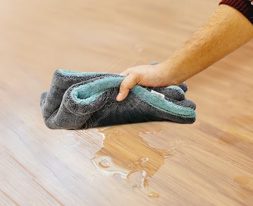 Image of SOFTSPUN Microfiber Cloth for Home 1600 GSM 40x60 cms 1 Pcs Aqua Blue & Grey Twisted Loop Super Absorbent Towel -Highly Absorbent Lint and Streak Free Multi Purpose Wash Cloth for Kitchen.