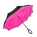 Ylovetoys Double Layer Folding UV Proof and Windproof Inverted Umbrella with C-shaped Hand for Car Outdoor (Rose)