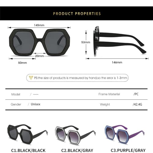 Women Sunglasses Polygonal Sunglass Rhinestones Decoration Sun Glasses Retro Female UV400 Gradients Shades Eyewear2
