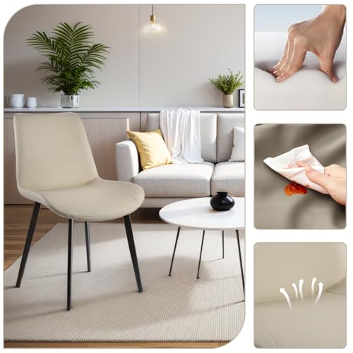 Image of Modern Dining Chairs Set of 8, PU Leather Dining Room Chairs, Upholstered Kitchen Chairs with Ergonomic Backrest & Sturdy Metal Legs, Perfect for Dining Room, Living Room, Light Grey