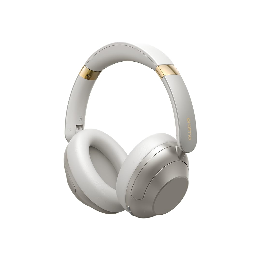oraimo BoomPop Pro – Casque sans fil Bluetooth 5.4 avec réduction de bruit active ANC hybride, basses HavyBass™, 82 h d'autonomie, appels HD, commandes tactiles, USB-​C (Light Gold)