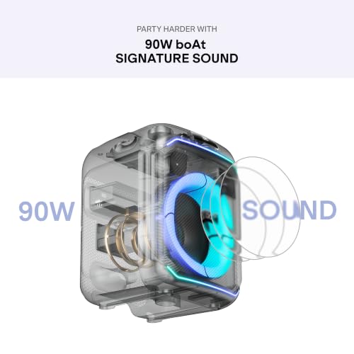 Image of boAt 2026 Launch PartyPal 230 with Karaoke Auto Tuner, 90W Output, 1 UHF Wireless Microphone, Vibrant RGB LEDs, App Support, TWS Mode & Multi-Compatibility Bluetooth Party Speaker (Charcoal Black)