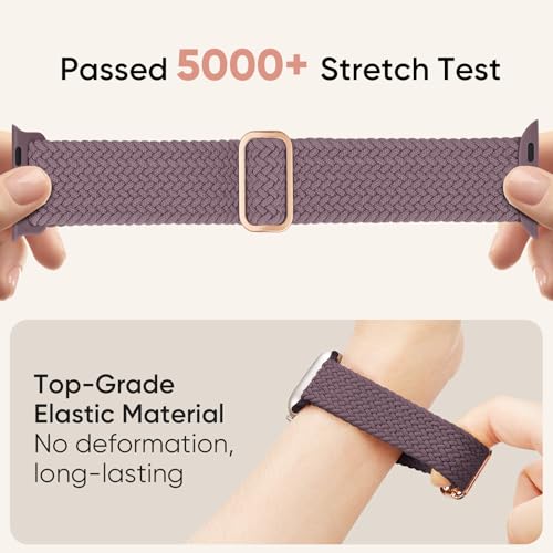 Image of Braided Stretchy Band Compatible with Apple Watch 40mm 41mm 42mm 38mm 44mm 45mm 46mm 49mm Women Men, Breathable Adjustable Nylon Sport Solo Loop Strap for iWatch Series 11 10 9 8 7 6 5 4 3 SE /Ultra 2