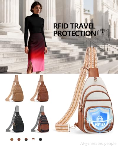 Image of Anti Theft Crossbody Bags for Women,RFID Sling Bag Travel Purse | 5 Compartments,8 RFID Slots,Hidden Pocket,Adjustable Strap,Vegan Leather