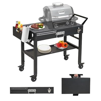 Annualring Portable Outdoor Grill Cart,Stainless Steel Folding Grill Table with Wheels,Solid and Stable,31"x 17" Large Space Grill Stand for The Blackstone Griddle 17"/ 22",Ninja Grill etc.