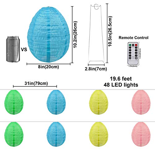 Ivenf Egg String Lights, 19.5Ft 48 Leds Lantern 8 Pcs, 8 Models Fairy Lights, For Indoor And Outdoor Easter Decorations, Spring Party Holidays Favors Supplies #TOP1