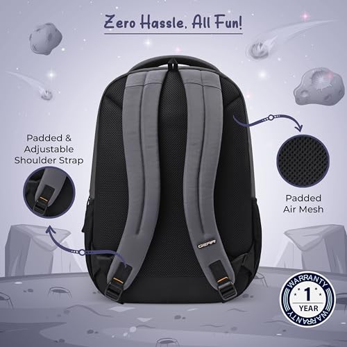 Image of Gear Anatomy Space 19 inch /38L Large Water Resistant School Bag | Casual Backpack | Daypack | Travel Backpack | Kids Bag for Boys /Girls (Grey - Black)