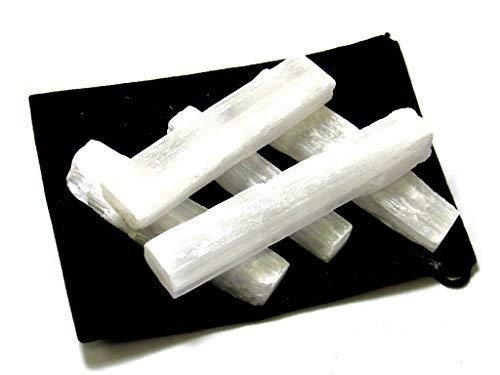 Zentron Natural Selenite Sticklets Bulk Raw Log Crystals (5 Sticks)