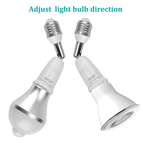 Borju Light Socket Extender [2-Pack], 4.5 Inch Light Socket Extension, 360° Adjustable Light Socket, White #TOP3
