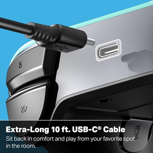 Manette filaire PowerA Advantage pour Nintendo Switch 2 - C'est l'heure de Mario, Sous licence officielle, Effet Hall, Boutons programmables, Manette Pro, Bouton C, Commandes audio intégrées