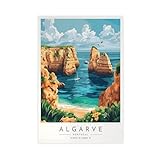 WLQZFRWV Algarve-Reiseposter – Portugal-Leinwand-Poster, 