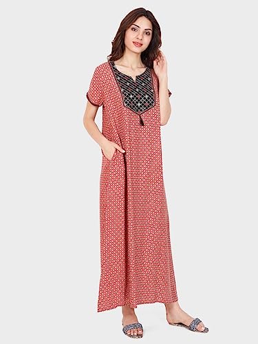 Image of Evolove Women's Viscose Liva Long Maxi Night Gown Nighty Dress with Pocket, Super Soft Comfortable (LNG-Rayon)