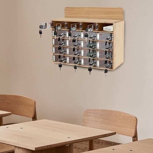 Wall-Mounted Wooden Cell Phone Storage Locker for Schools - 80 Slot Classroom Organizer, Ideal for Phone Management and Student Organization