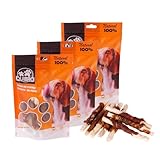 Quibropets Anillos de Cuero de Pollo - Snacks y Premios para Perros - Chuches para Mascotas - Ideal para Perro Grande y Medianos - Pack de 3 Bolsas de 100g (3x100G, Palo de Cuero Crudo de Pato)