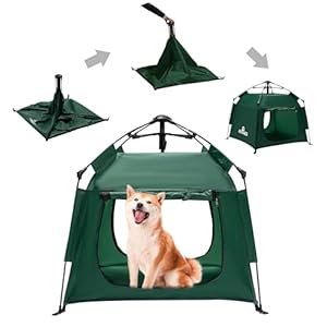 Outdoor Waterproof Pet Automatic Camping Tent, Pop up Cave Bed for Indoor Cats and Small Dogs, Portable Cat House Dog House, Army Green.