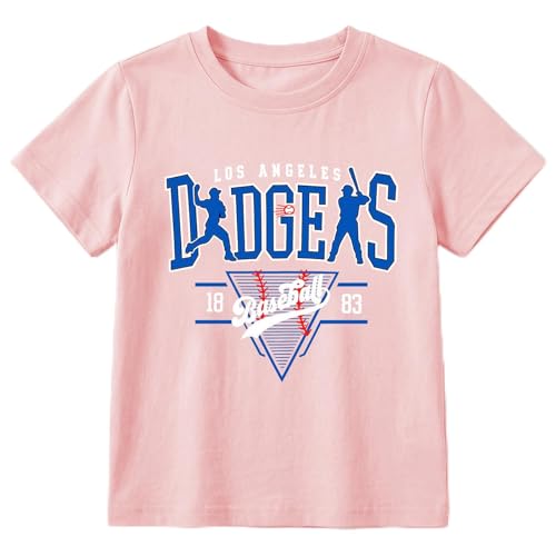 Baseball Shirts for Boys Girls Game Day Team Fan Graphic Tees Toddler Kids Summer T-Shirts Tops Pink