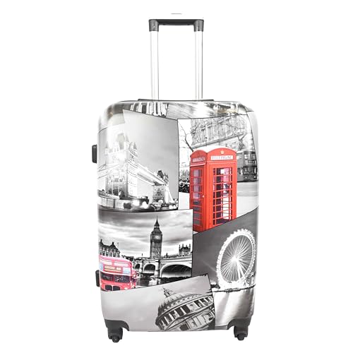 House Of Leather London Landmark Print - Maleta giratoria de cuatro ruedas JourneyX, White, M, Equipaje con ruedas giratorias House Of Leather London Landmark Print - Maleta giratoria de cuatro ruedas JourneyX, White, M, Equipaje con ruedas giratorias