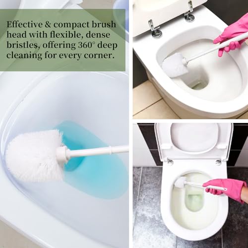 Image of 14 Sets Toilet Brush and Holder Set 14.57 Height Bathroom Cleaning Brush with Caddy, Toilet Bowl Scrubber for Deep Cleaning(White)