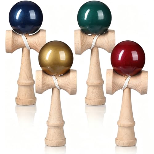 Chalyna 4 Pcs Kendama for Beginners and Pro, the Traditional Japanese Kendama, Competition Standard 7 Inch Wooden Ball and Cup for Skill Building