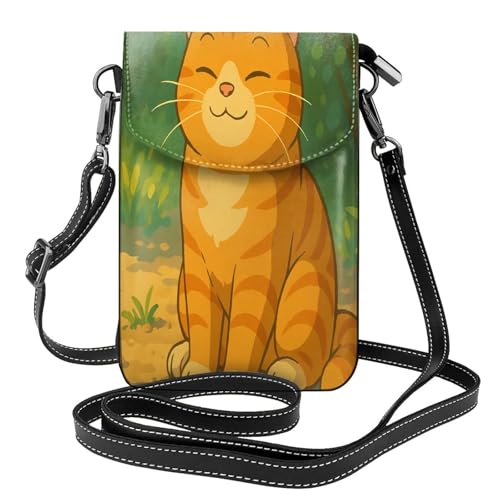 Cell Phone Crossbody Purse Funny Orange Tabby Cat Womens Shoulder Wallet With Phone Pocket