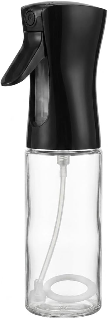 Oil Sprayer for Cooking, 220ml Refillable Fine Mist Spray Bottle, Black, for Air Fryer, BBQ, Salad