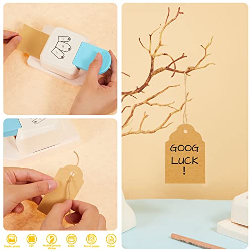 Fuutreo 3 Pcs 3 In 1 Tag Punch 1.5/2/ 2.5 Inches Tag Shape Lever Action Craft Puncher Craft Paper Punch Small Hole Punch For Tags Card Making Scrapbooking Arts Diy Projects, 3 Styles #TOP4