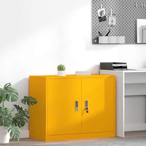 Lumanois Armoire de Rangement Jaune Moutarde 90 x 40 x 70 cm Acier Classeur à tiroirs Moutarde,891637