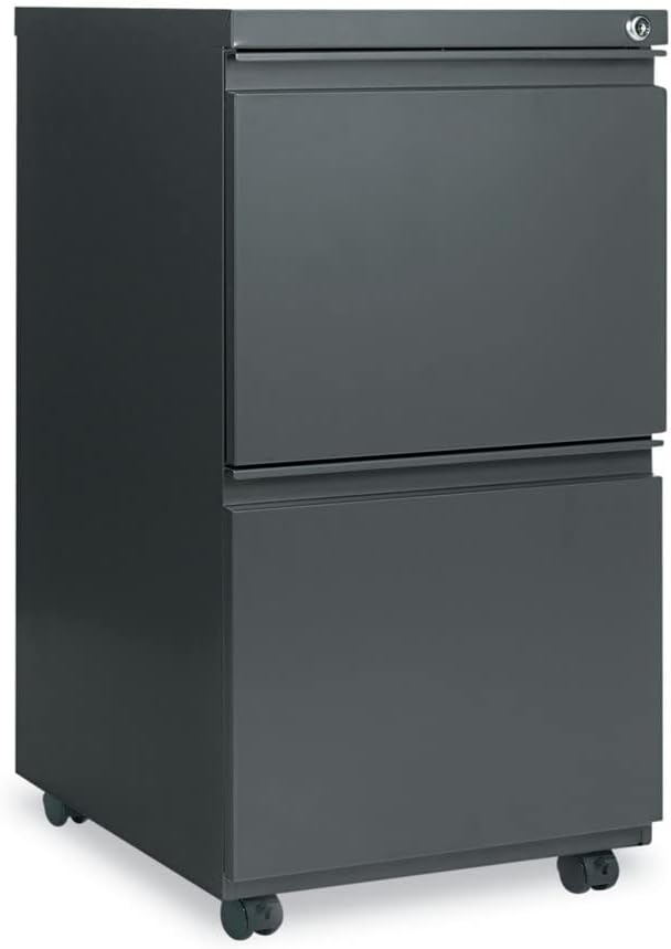 Alera PBFFCH Two-Drawer Metal Pedestal File w/Full-Length Pull, 14 7/8w x 19 1/8d, Charcoal