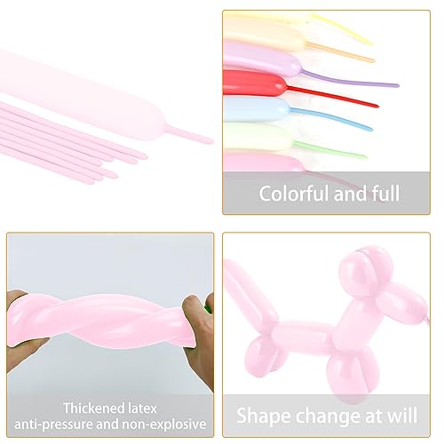 Image of 260 Macaron Pink Balloons for Balloon Arch and Animals, with 50 Long Balloons Included