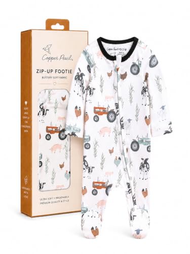 Copper Pearl Zip-Up Footie Baby Pajamas – Soft Newborn Onesies for Boys &amp; Girls, Tag-Free with Two-Way Zipper Baby Sleepers for Newborn - Jo, 12-18 Months
