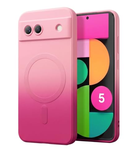 Image of amazon basics Gradient Mag-Safe Case for Google Pixel 8A | Soft Silicone Shockproof Cover with Camera Protection | Slim Lightweight Design | Smooth Touch & Durable - Light and Dark Pink
