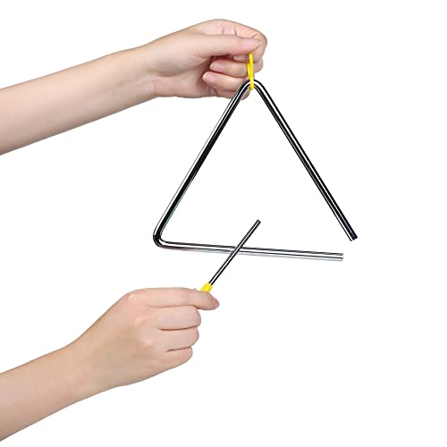 image for TDOCK 10 Pcs Musical Triangle Instrument, 6 Inch Steel Music Percussio