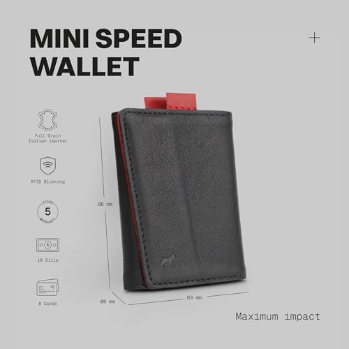 The Frenchie Co. - Speed Wallet Mini - Ultra-Slim RFID Card Holder - Quick-Access Pull Tab - Holds 4 Cards & Cash - Full-Grain Italian Leather with Carbon Fiber2