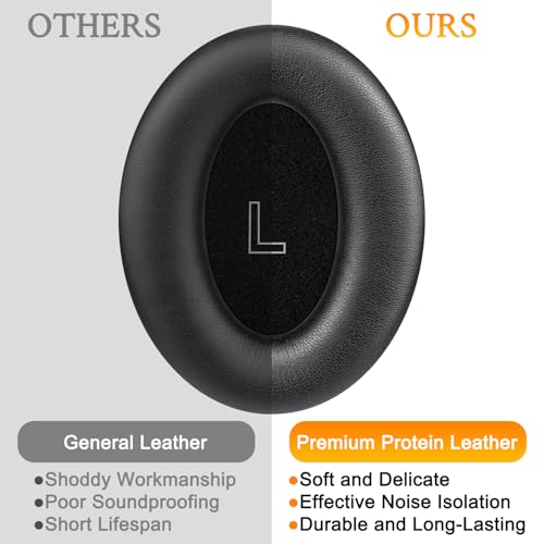 Almohadillas de reemplazo SOULWIT para auriculares Bose A30 Aviation, cojines para oreja con cuero proteico suave y espuma de alta densidad para aislamiento de ruido - Negro miniatura 4