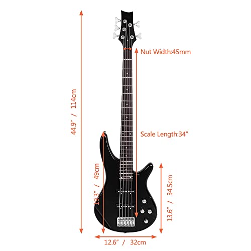 image for Ktaxon Electric Bass Guitar 5 String Bass Guitar with 20 Watt Amplifie
