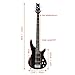 Ktaxon Electric Bass Guitar 5 String Bass Guitar with 20 Watt Amplifier, JB Type Pickup, Naturally air-dried Maple Neck, Rosewood Fretboard, Basswood Body(Black)