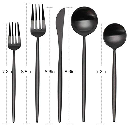 Matte Black Silverware Set, Sharecook 20-Piece Stainless Steel Satin Finish Flatware Set Service For 4, Kitchen Utensil Set, Tableware Cutlery Set For Home And Restaurant #TOP1