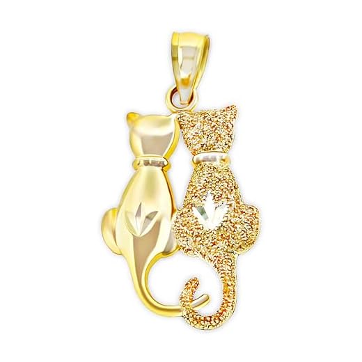 10K Solid Gold Sitting Cats Charm