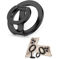 MagSafe Phone Grip Holder Dual-Sided Magnetic Finger Ring with Kickstand | for iPhone 17/16 Pro Max/15 Plus/14 Pro/13 Mini/12, Samsung, Magnet Phone Stand Grip Adjustable Loop for Mag Car Mount &Case