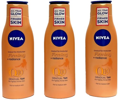 3x NIVEA Bodylotion Straffend + Bräunend Q10 Anti-Age Hautpflege, 200ml (3er Pack)