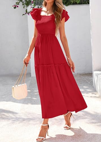 Image of KIRUNDO Smocked Summer Midi Dresses for Women 2026